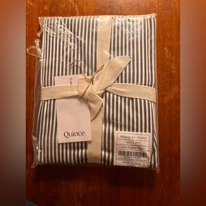 Quince Organic Cotton Navy and White Striped Pillowcase Pair - STANDARD